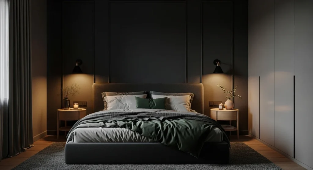 Dark Accent Bedroom Wall Modern Style