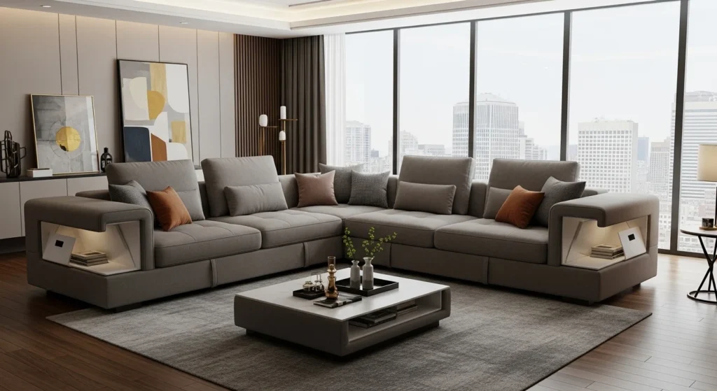 sectional sofa with storage compartments modern organized living room
