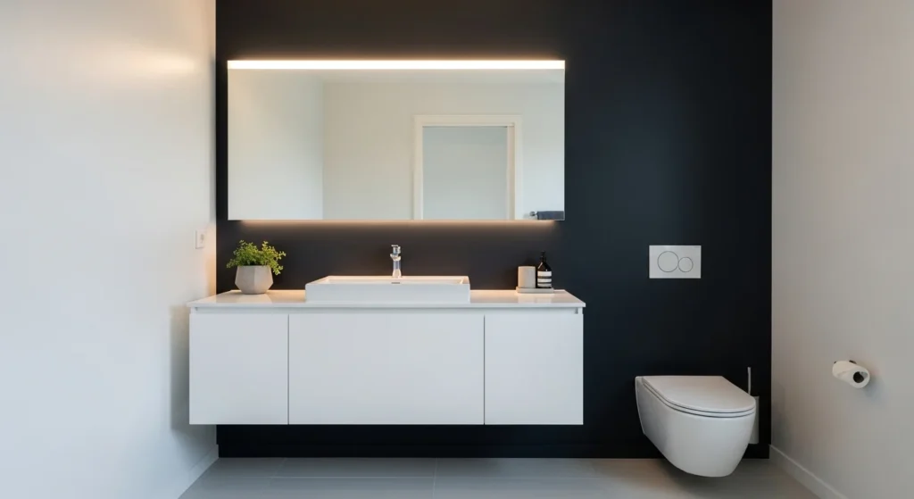 dark bathroom accent wall modern bold luxury design