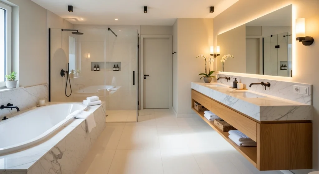 bathroom remodel ideas trending in 2026 with modern luxury spa style design