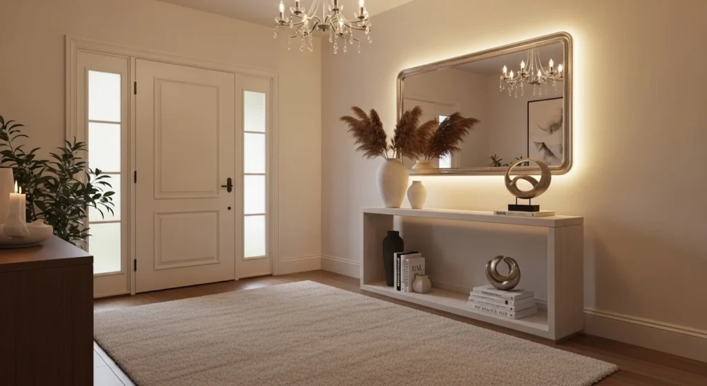 modern foyer ideas to welcome guests in 2026 with warm lighting and stylish entryway design