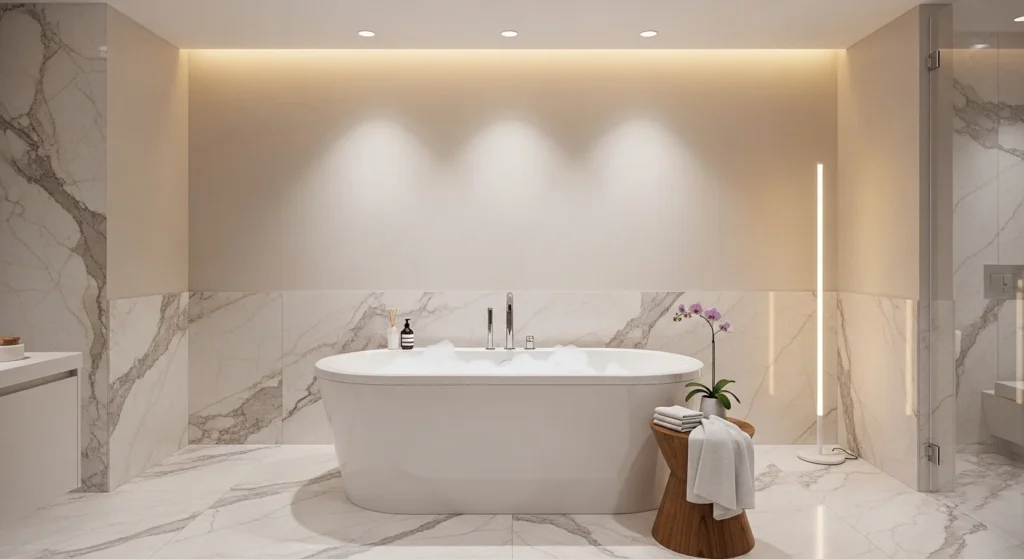 spa like master bathroom ideas 2026 with luxury neutral design and freestanding tub