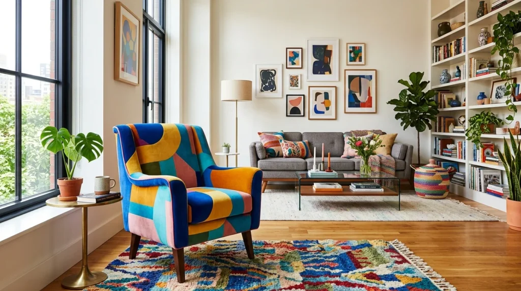 bold colorful accent chair modern living room design
