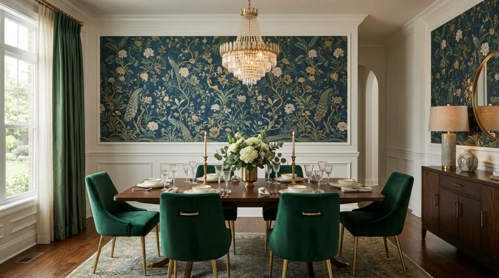 dining room wallpaper feature wall elegant modern design