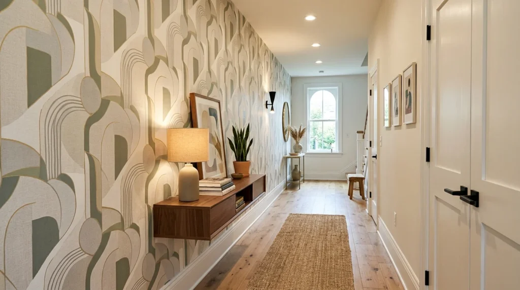 wallpaper hallway design modern pattern aesthetic interior