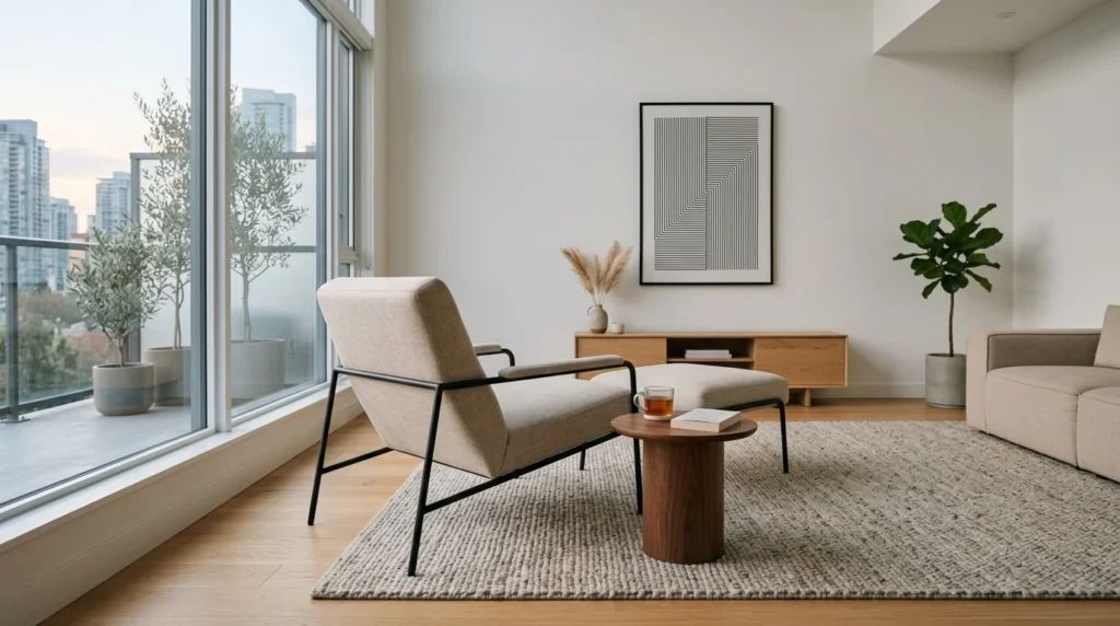 minimalist lounge chair clean modern living room interior