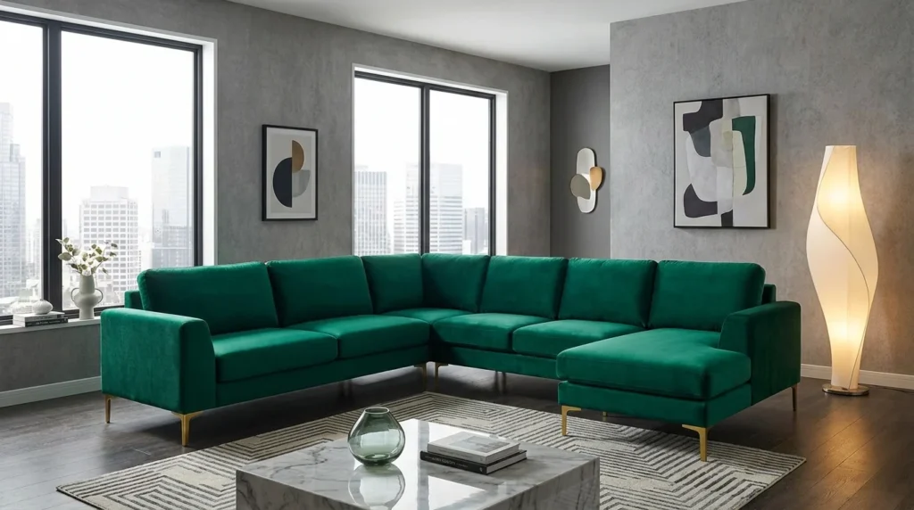 bold color luxury sofa modern statement living room design