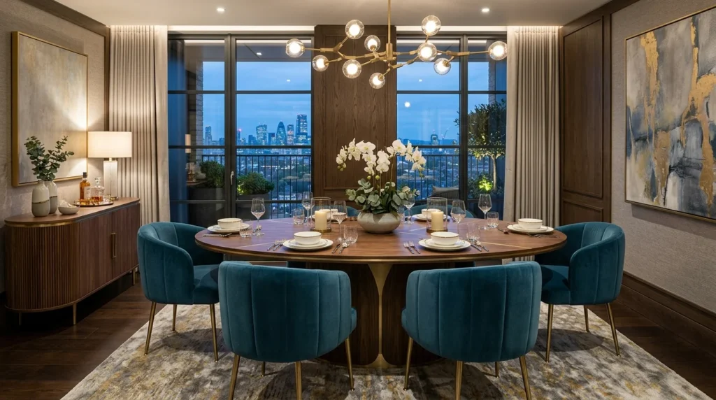 curved furniture dining room modern luxury aesthetic