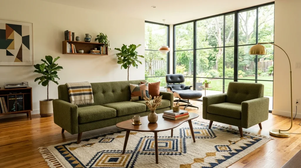 mid century modern sofa set stylish retro living room