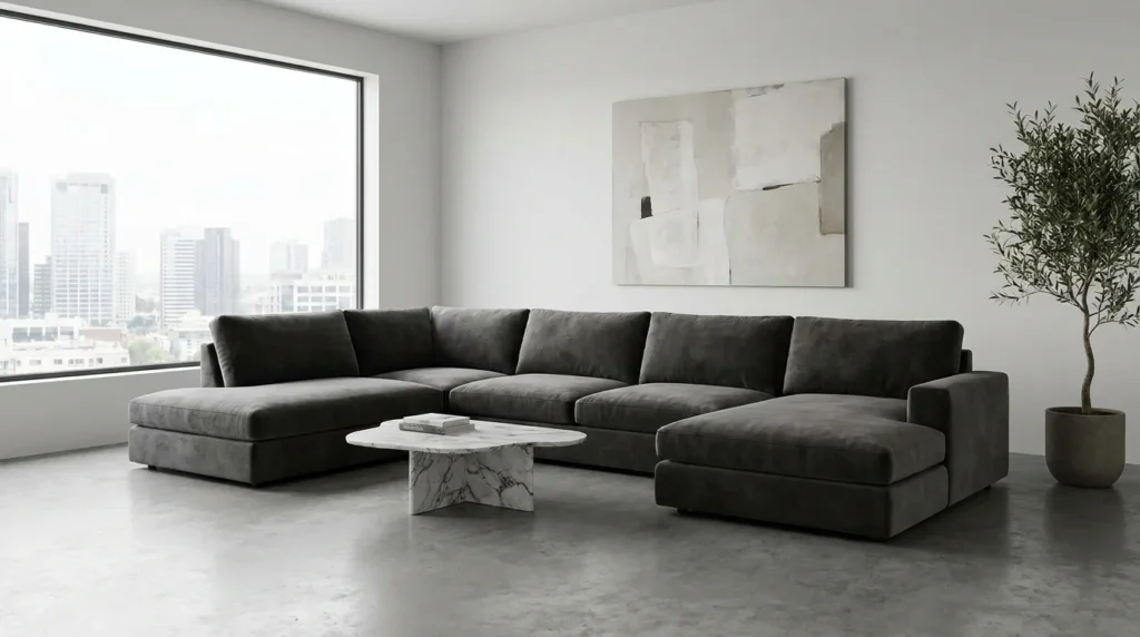 low profile luxury sofa sleek minimalist living room