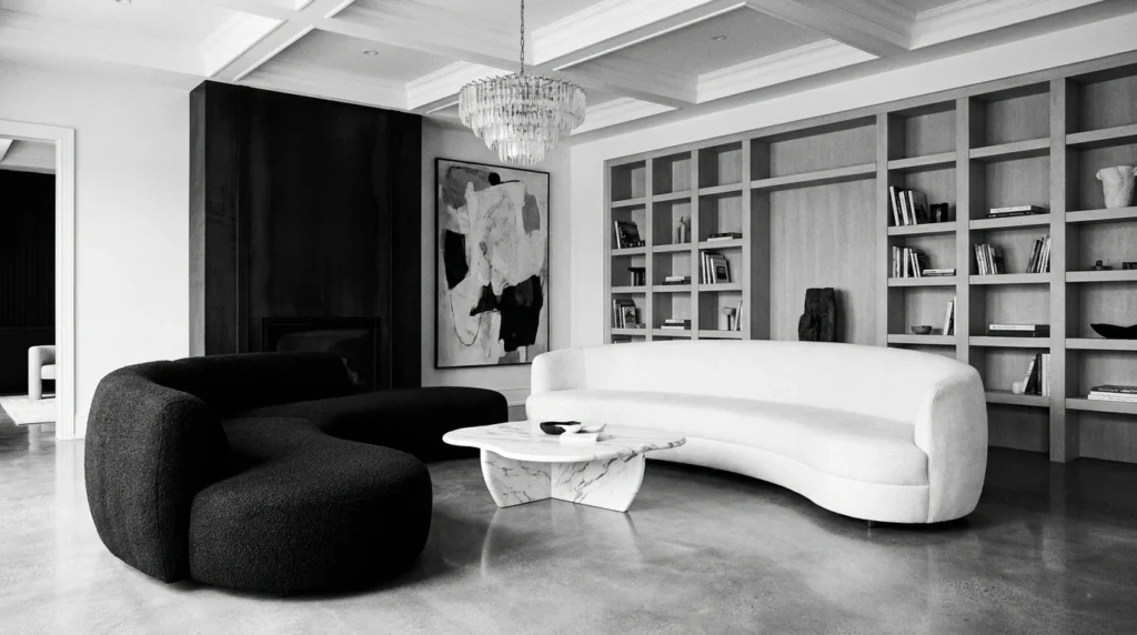 monochrome luxury sofa black and white modern living room