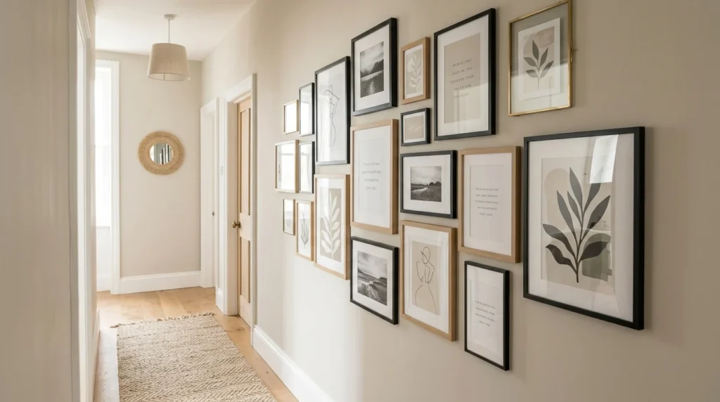 hallway gallery wall with frames aesthetic modern decor