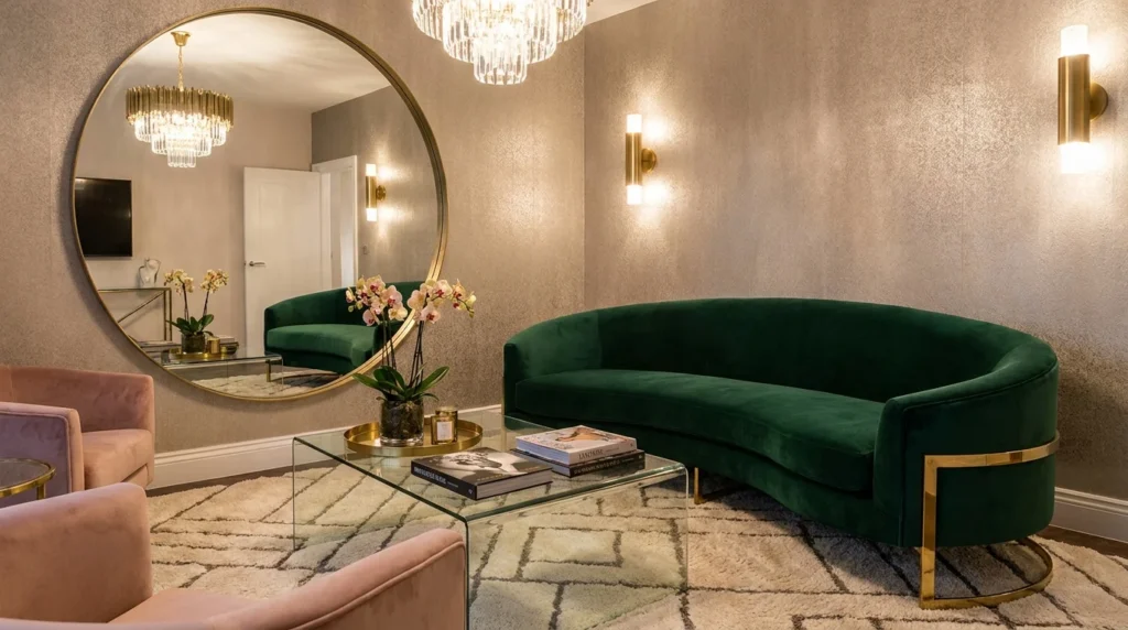 luxury sofa with metal legs contemporary glam interior