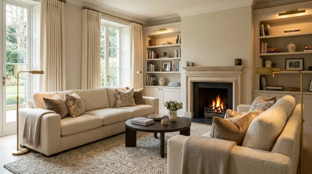 cream luxury sofa elegant cozy modern living room