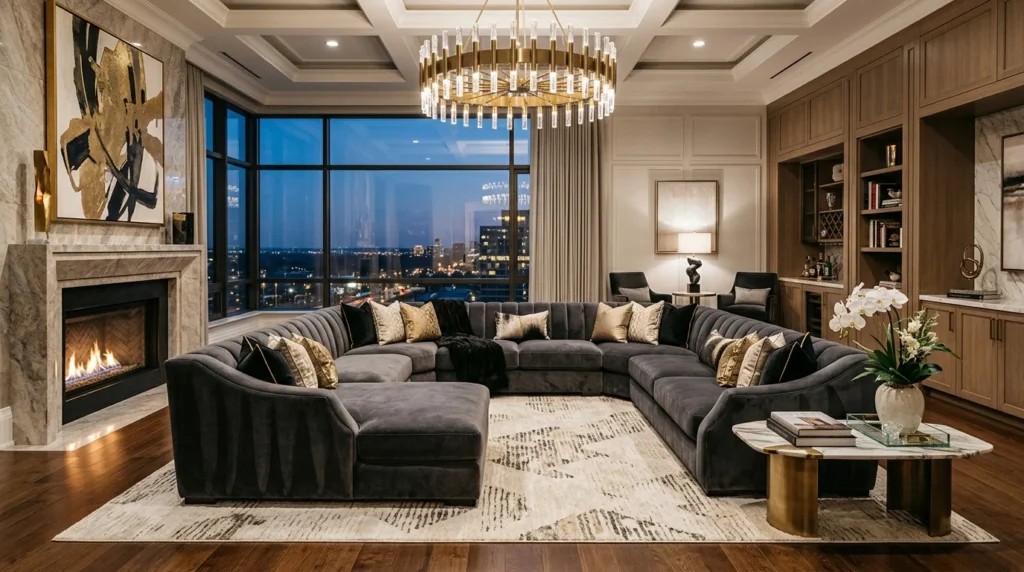 statement luxury sofa set elegant designer living room