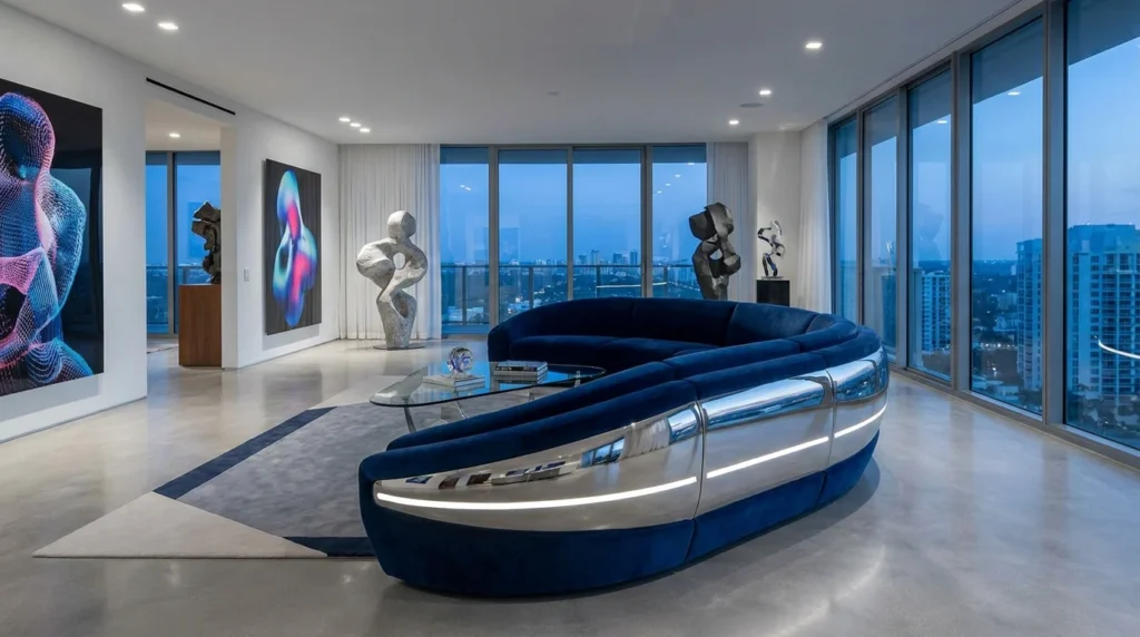 futuristic luxury sofa artistic modern living room interior