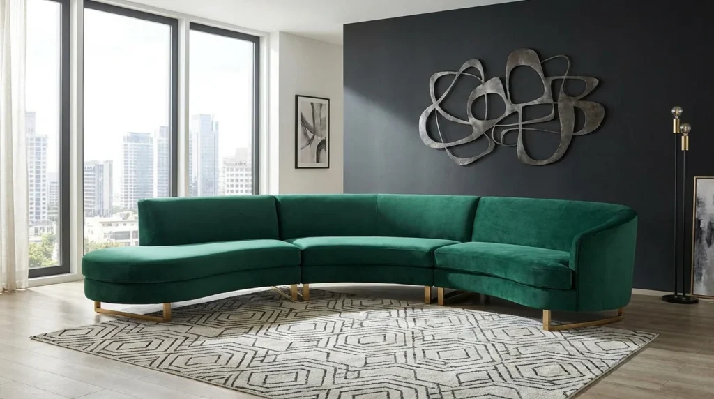 statement luxury sofa bold modern living room aesthetic