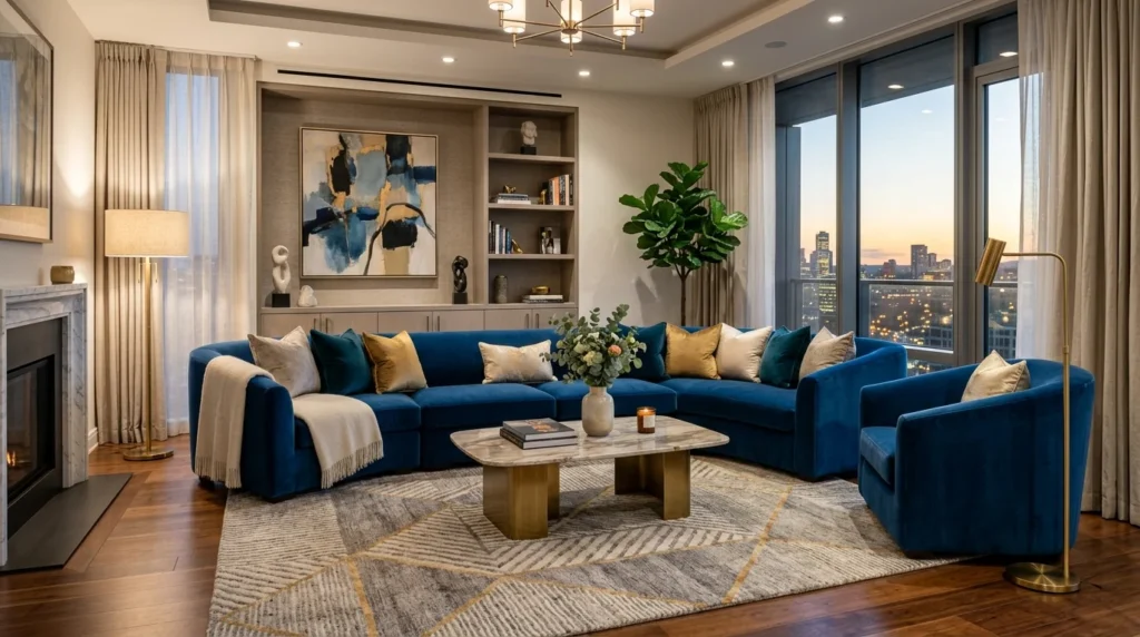 velvet sofa set elegant luxury living room interior
