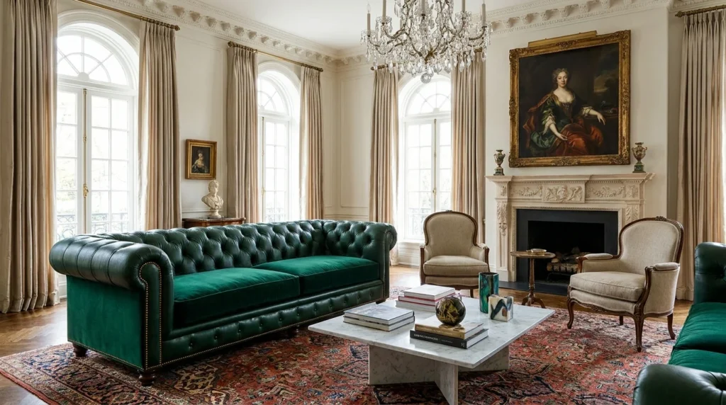 chesterfield luxury sofa elegant tufted living room interior