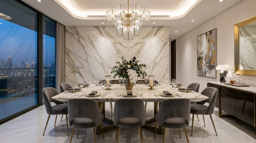 marble dining room luxury modern elegant interior style