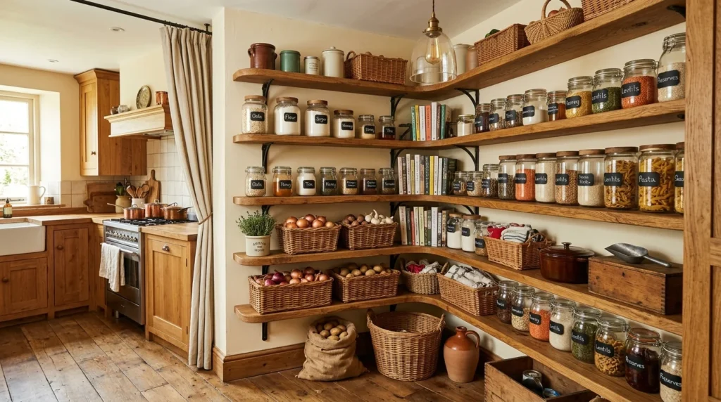 corner pantry with pull out drawers for organized kitchen storage