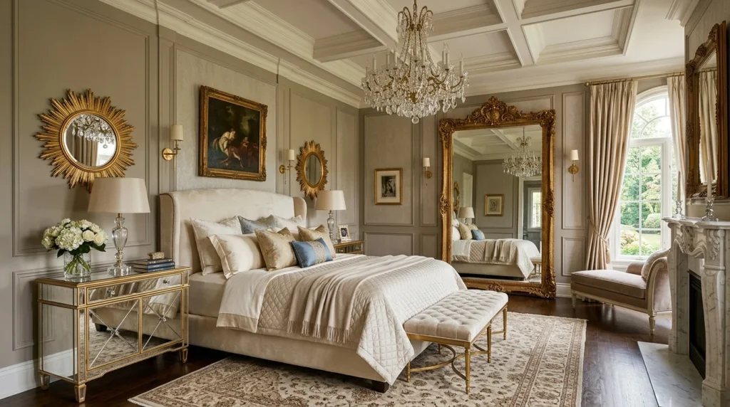 elegant mirror styling luxury modern bedroom aesthetic