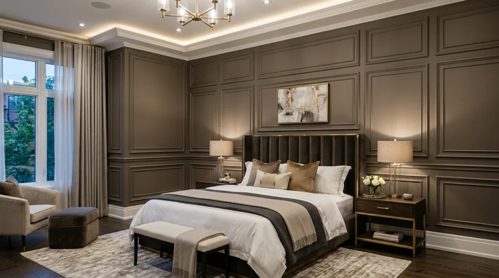 elegant bedroom wall molding modern luxury interior design