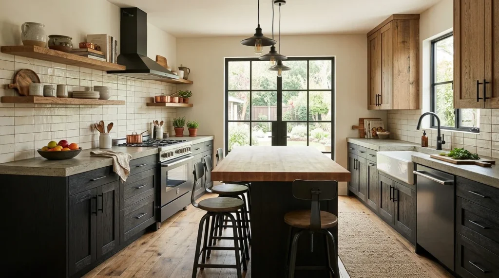 matte black hardware rustic kitchen modern farmhouse style