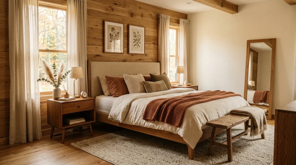 natural wood details elegant warm luxury bedroom design