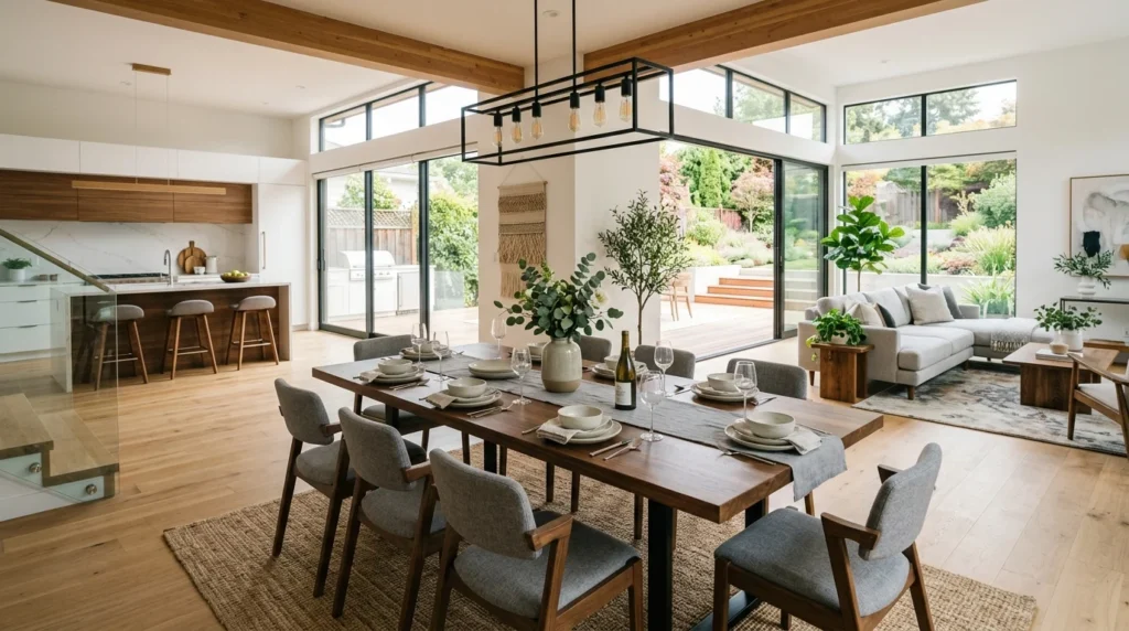 open concept dining room modern airy home layout