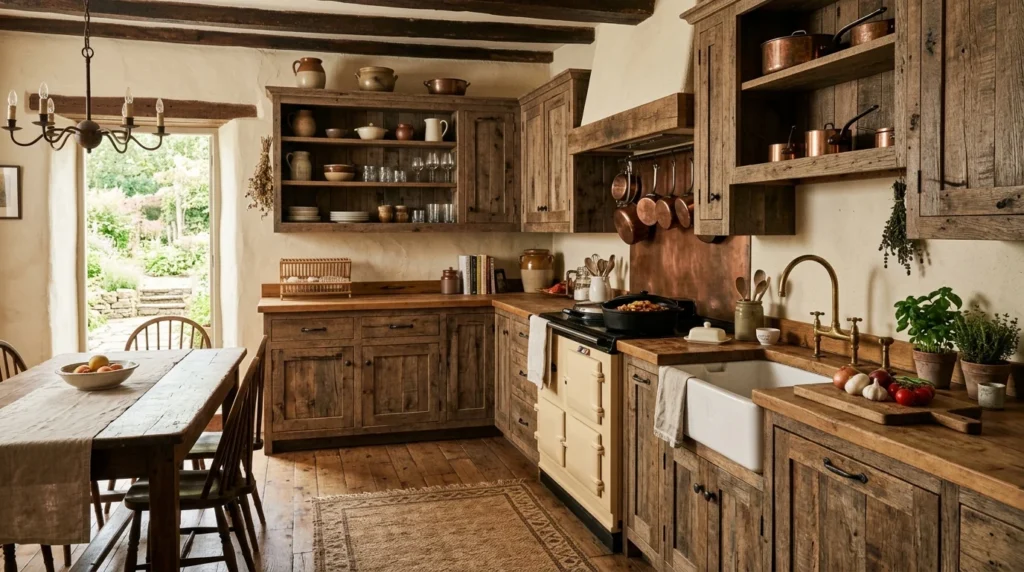 rustic kitchen reclaimed wood cabinets warm natural design