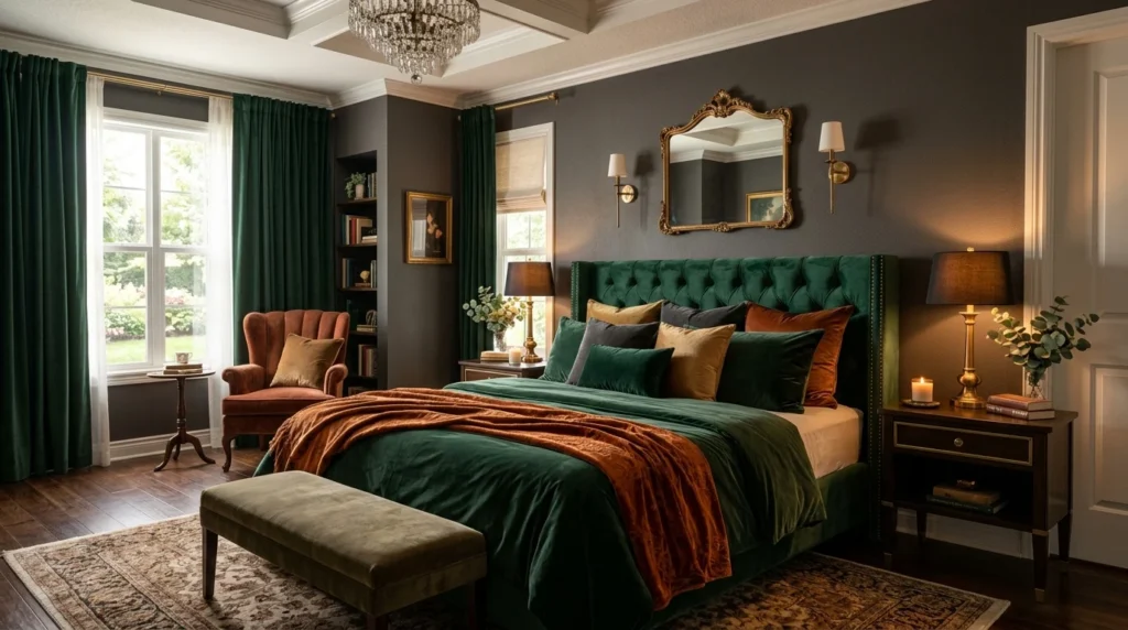 velvet decor accents elegant cozy luxury bedroom style