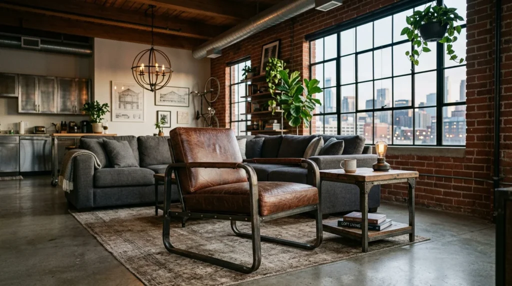 industrial style chair modern loft living room interior