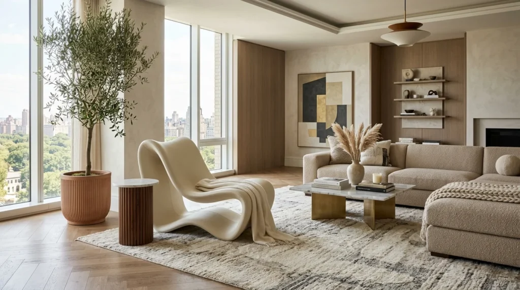 sculptural accent chair modern luxury living room design