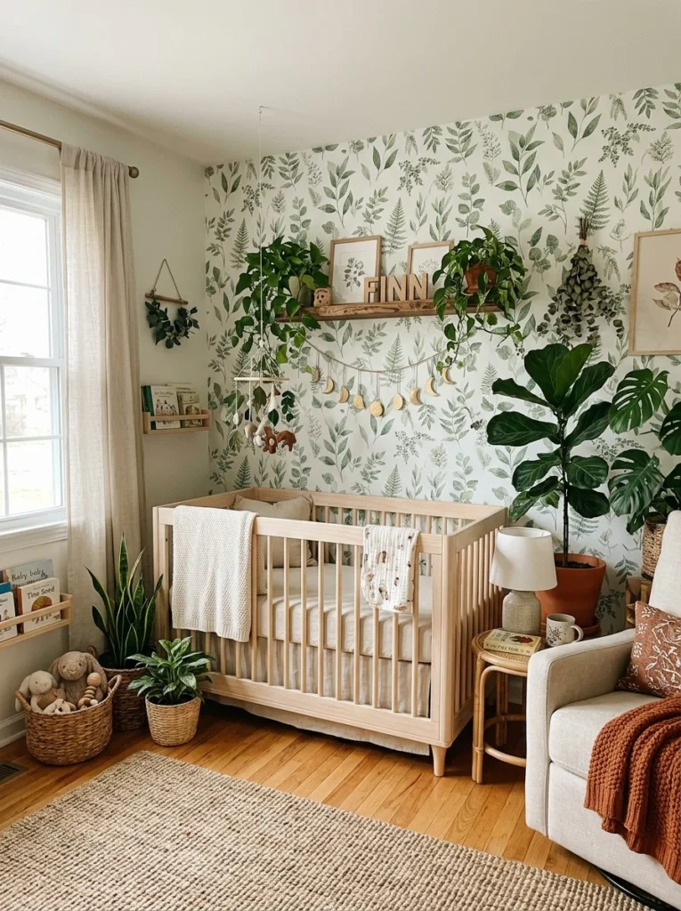 Botanical nursery with indoor plants and natural earthy decor.