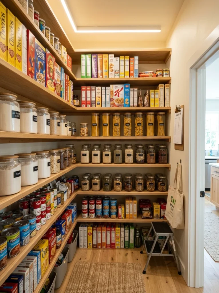 Daily-use pantry zone with frequently accessed food containers at eye level.