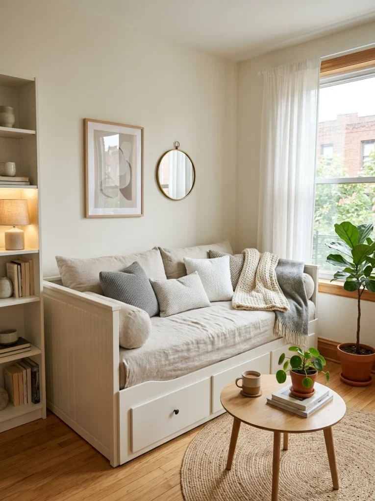 IKEA HEMNES daybed transformed into a stylish sofa.