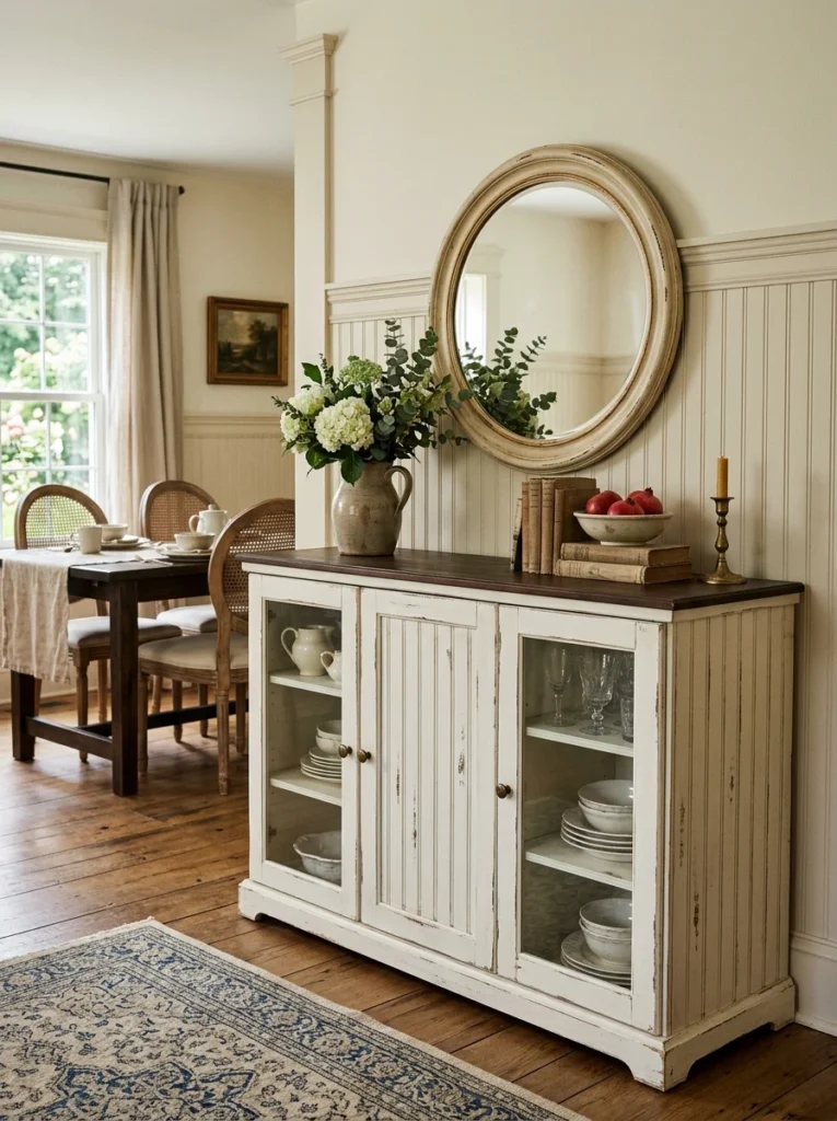 IKEA LIATORP console with custom farmhouse makeover.