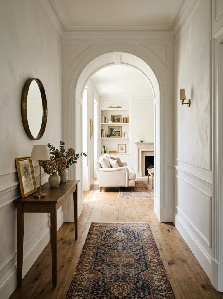 Arched doorway adding architectural interest to a hallway.