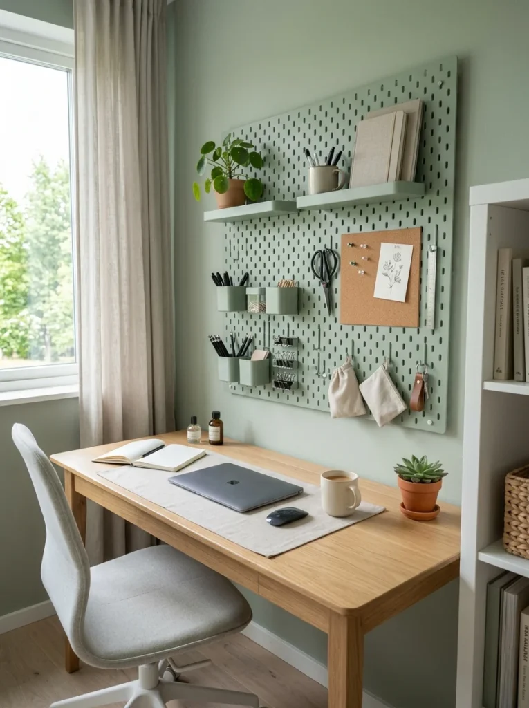 : IKEA SKÅDIS pegboard styled as a modern organization wall.