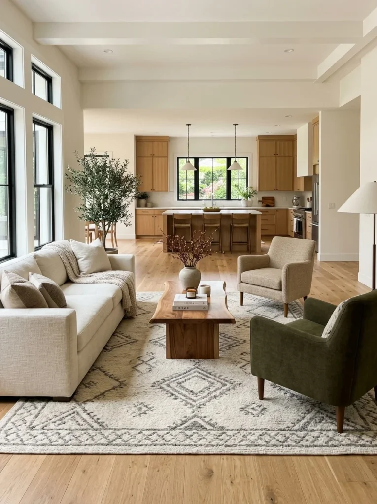 Medium indoor plant adding natural greenery beside a cozy lounge chair.