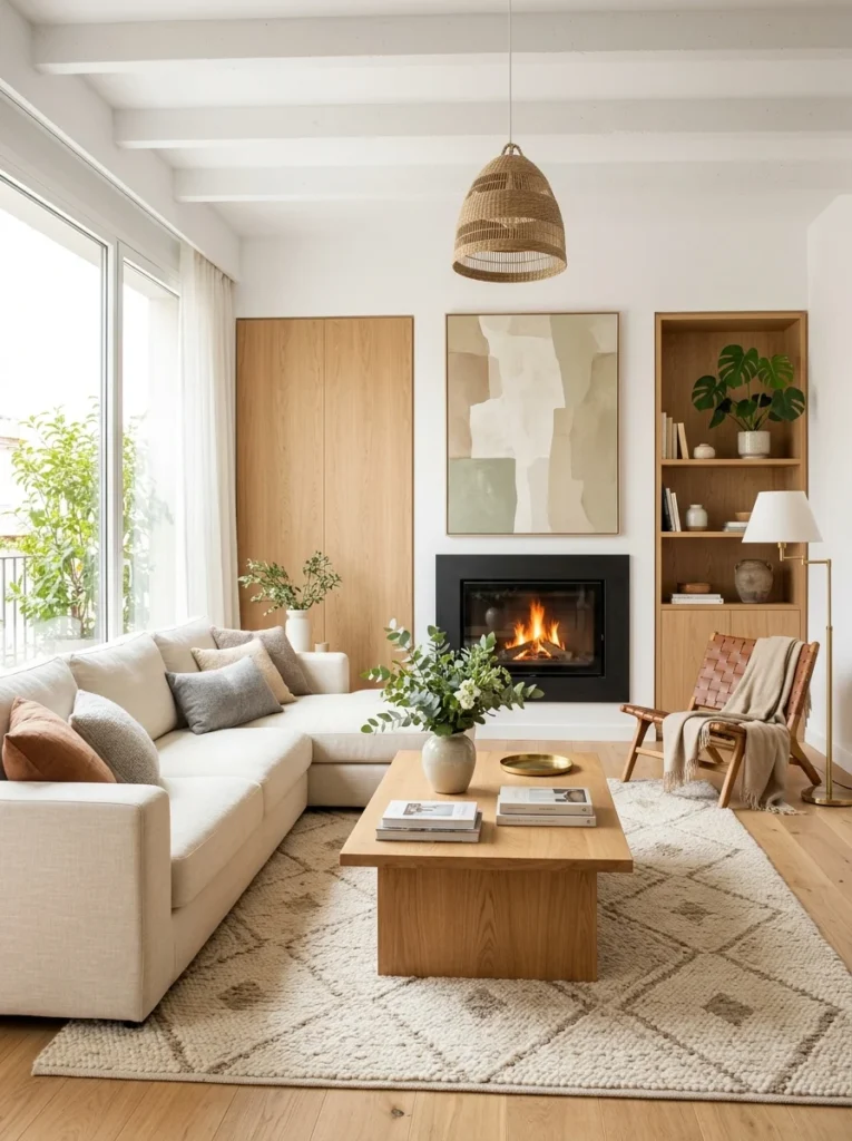 Rearranged living room furniture creating a fresh layout.