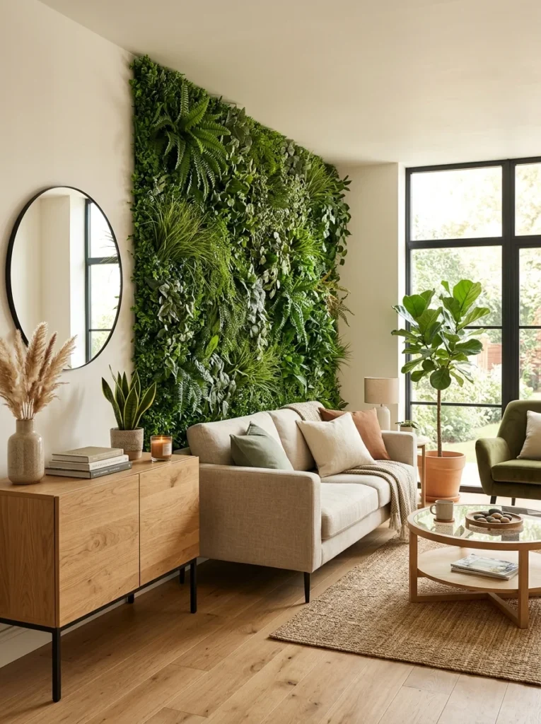 IKEA FEJKA artificial plants creating a green feature wall.