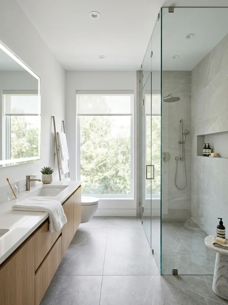 ntegrated bathroom sink with seamless countertop.
