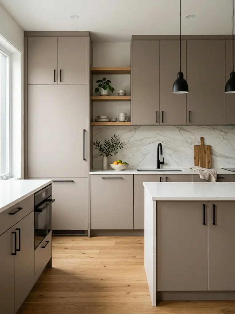 Matte kitchen cabinets with a contemporary finish.