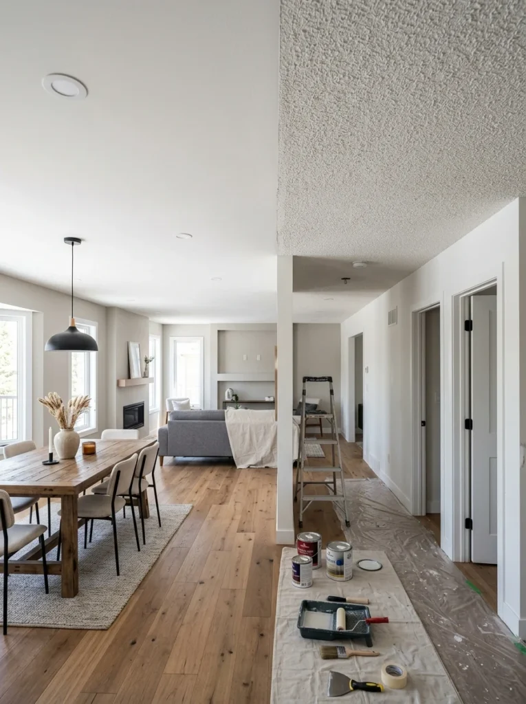 Renovating popcorn ceilings one room at a time.