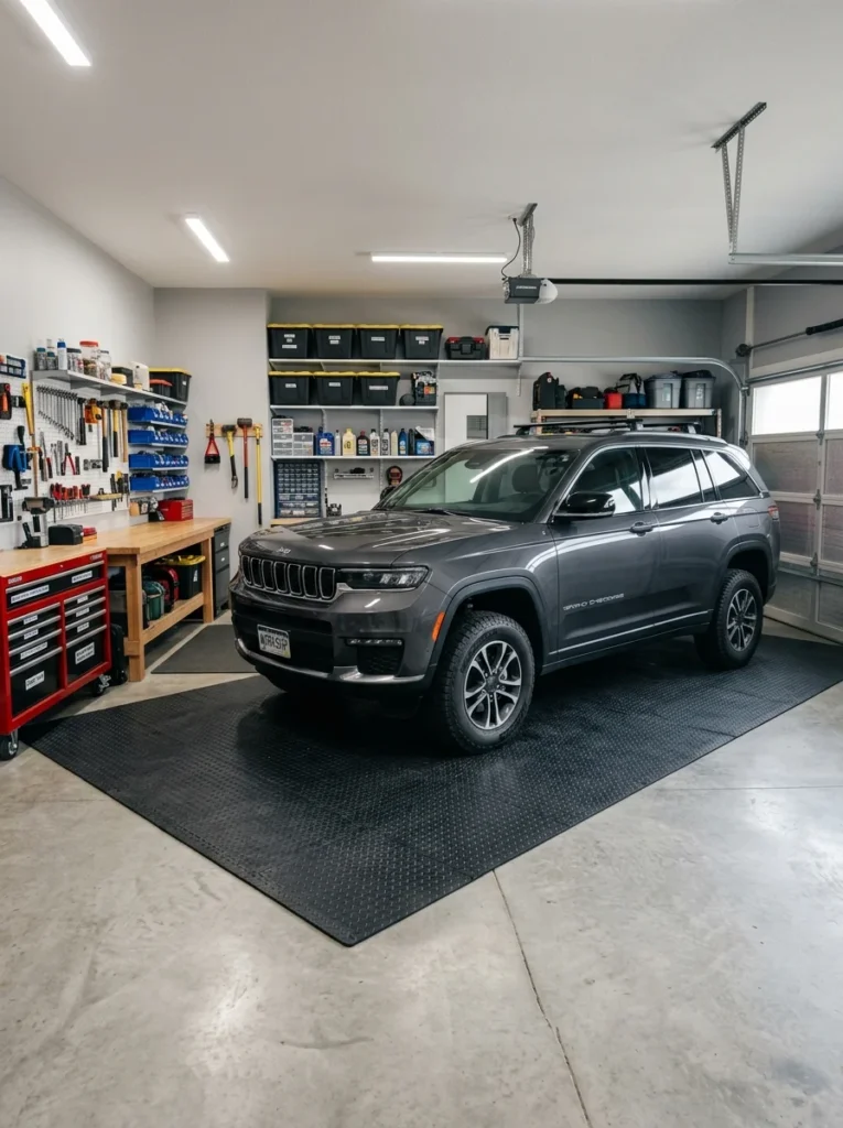 Heavy-duty garage floor mats.