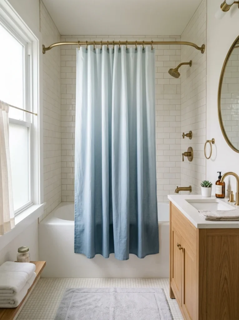 Small bathroom with a frameless glass shower panel instead of a curtain.