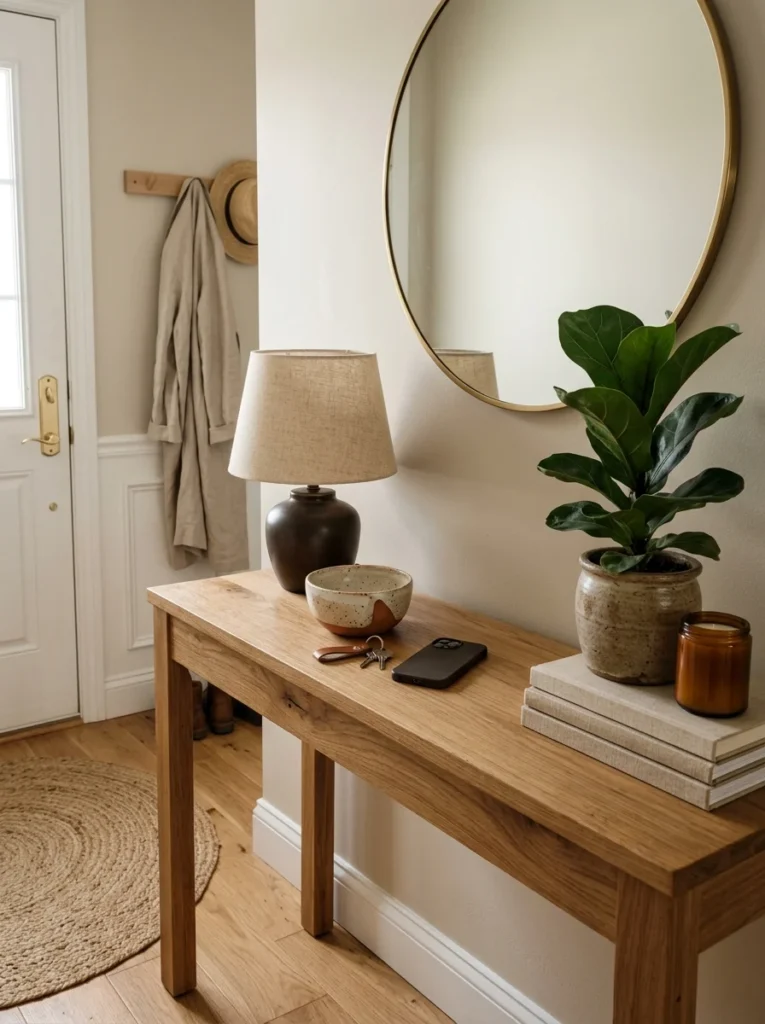 Ceramic guest bowl for keys and phones in an entryway