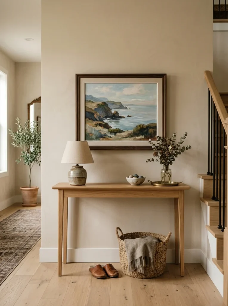 Meaningful framed artwork displayed in an entryway